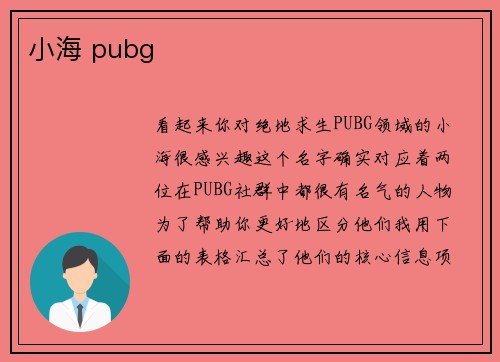 小海 pubg