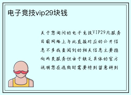 电子竞技vip29块钱